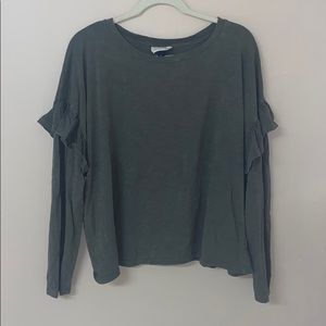 Army Green Blouse with Flare Sleeve